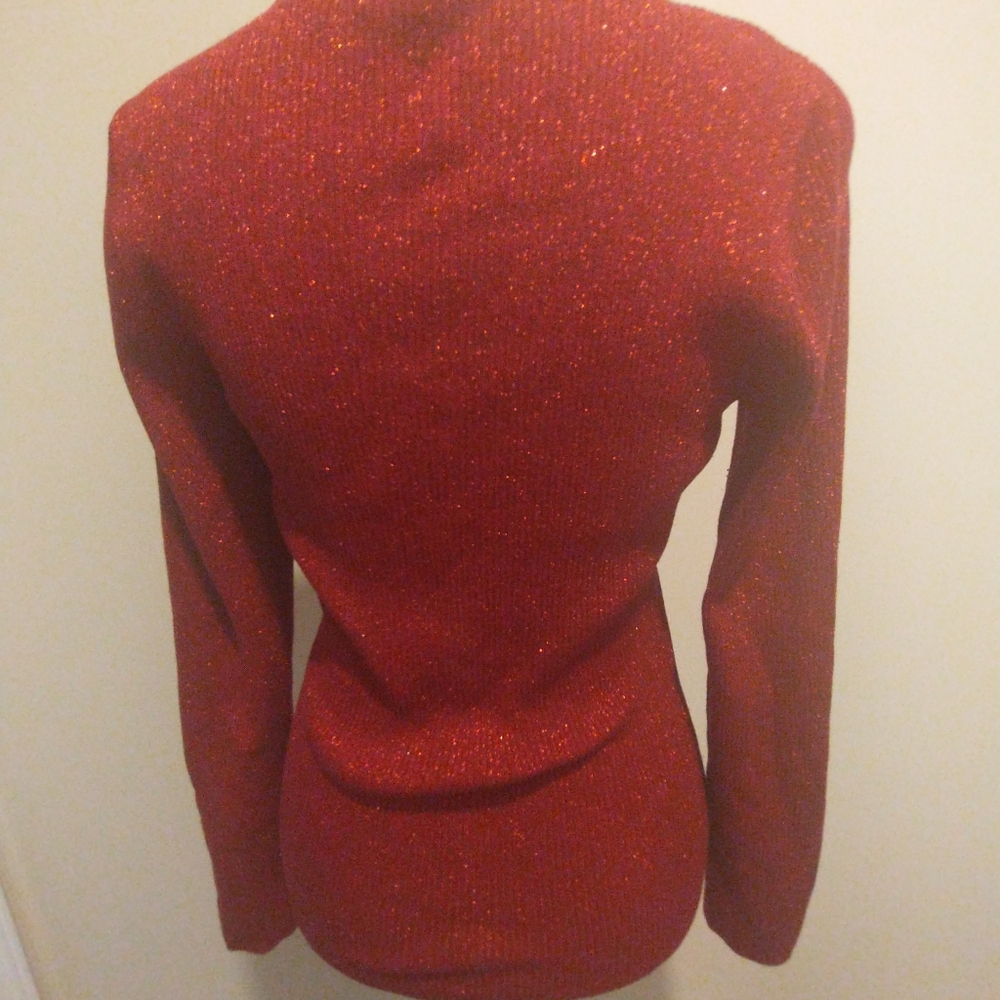 INC International Concepts Red Sparkle Holiday Sweater - Picture 4 of 7